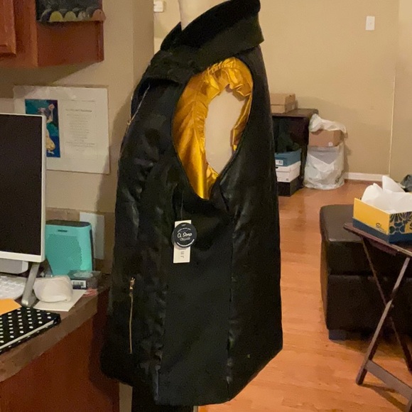 CI SONO OUTERWEAR Faux Fur Faux Leather Black Vest in Size 1X, NWT - Picture 6 of 15